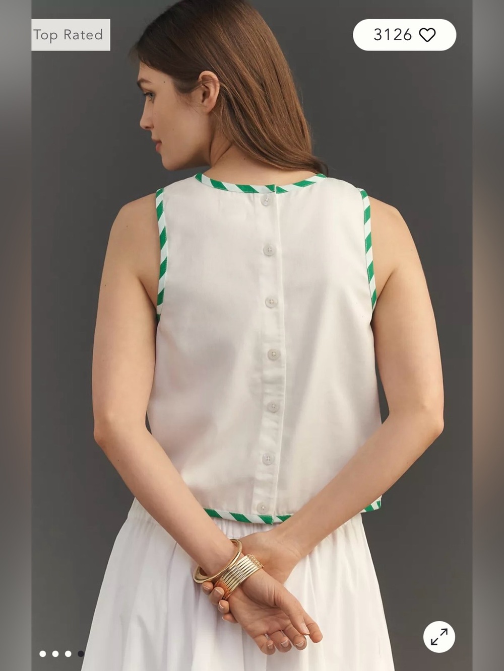 Maeve/Anthropologie Embroidered Shell Tank in White Size S. NWT - Picture 4 of 11